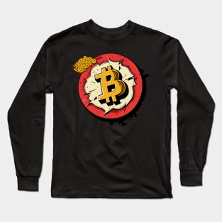 High-Quality Comic Bitcoin Logo: Symbol of Digital Currency Long Sleeve T-Shirt
